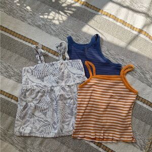 Kids Tank Set in Blue, Orange, and Floral Cream